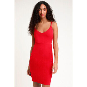 Lulus Sass And Class Red Sleeveless Bodycon Dress - Size S